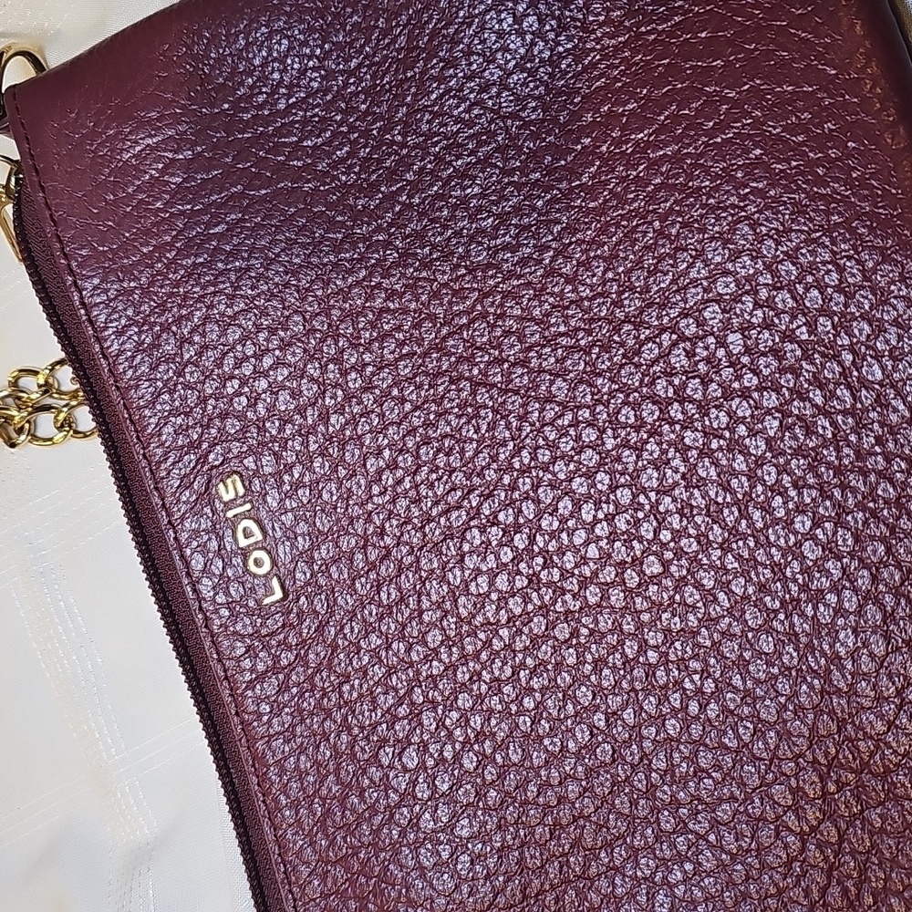 Lodis Deep Plum Convertable Clutch Multi Functional Chain And Leather Strap - Picture 14 of 16